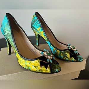 J Crew Isabella Peep Toe Silk Heel